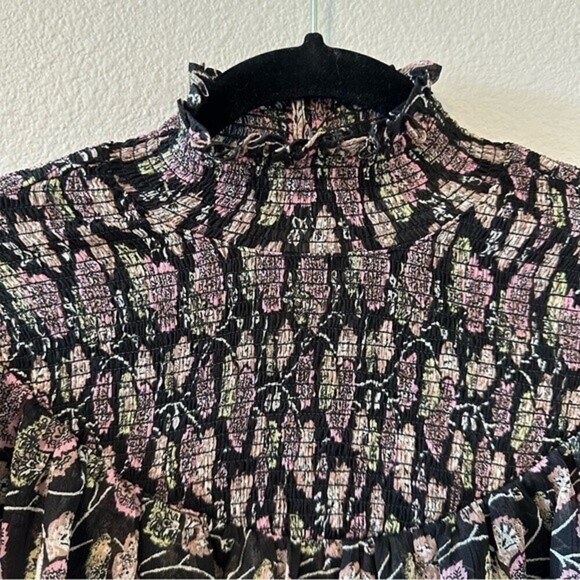 cinq a sept drew georgette floral ruffle smocked blouse - Picture 4 of 12